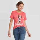 Women's Disney Short Sleeve Round Neck Minnie Howdy Graphic T-shirt - Heather Red