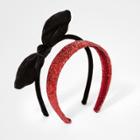 Girls' 2pc Velvet Bow Glitter Headband - Cat & Jack Black/red