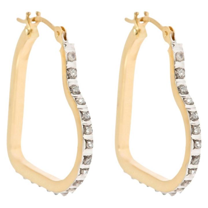 Target Heart Sterling Silver Earrings With Diamond Accents - Yellow