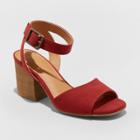 Women's Megan Wide Width Quarter Strap Heeled Pump Sandals - Universal Thread Red 6.5w,