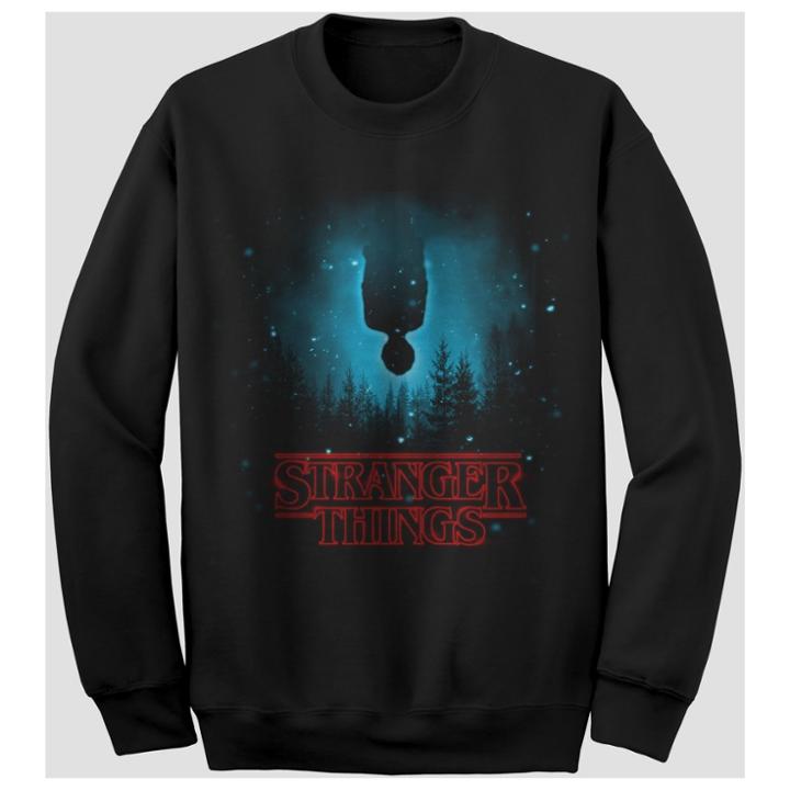 Men's Stranger Things Long Sleeve Upside Down Sweatshirt - Black
