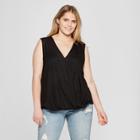 Women's Plus Size Wrap Front Tank - Universal Thread Black X