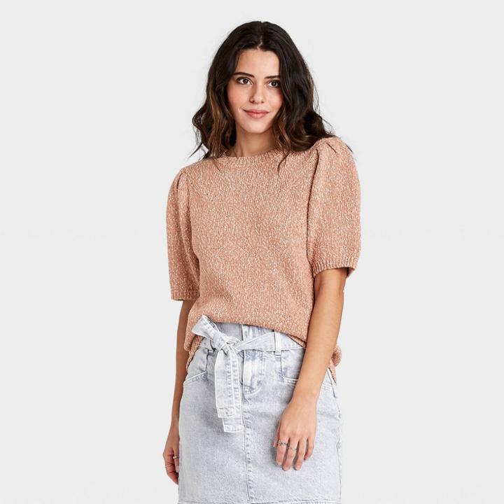Women's Crewneck Pullover Sweater - Universal Thread Light Brown