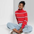 Women's Striped Turtleneck Pullover Sweater - Wild Fable Red