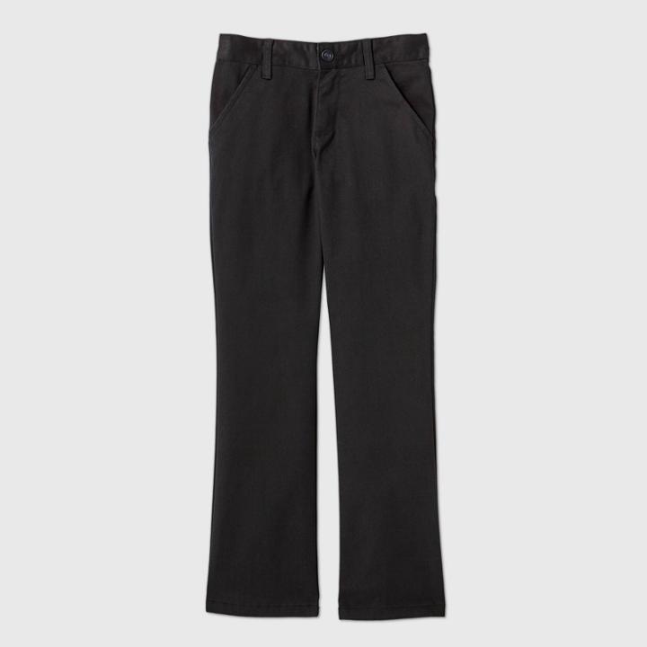 Girls' Flat Front Stretch Uniform Bootcut Fit Pants - Cat & Jack Black