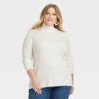 Women's Plus Size Long Sleeve Turtleneck T-shirt - Ava & Viv Cream