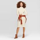 Women's Long Sleeve Mock Turtleneck Sweater Dress - A New Day Cream Xl, Women's, Ivory