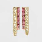 Multi-row Rhinestone Stud Drop Earrings - A New Day Pink