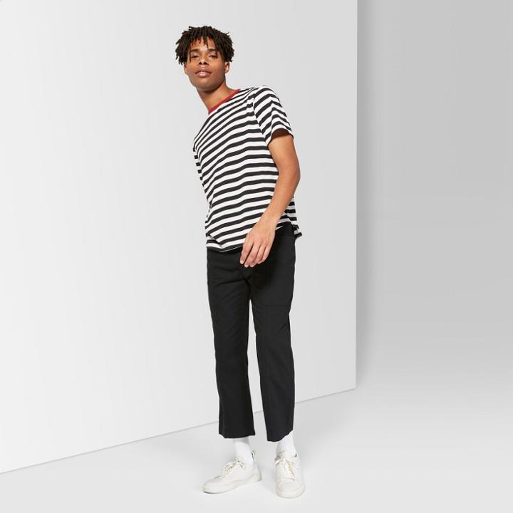 Men's Casual Fit Mid-rise Wide Leg Chino Pants - Original Use Black