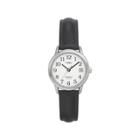 Women's Timex Easy Reader Watch With Leather Strap - Silver/black T2h331jt