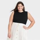 Women's Plus Size Muscle Tank Top - A New Day Black