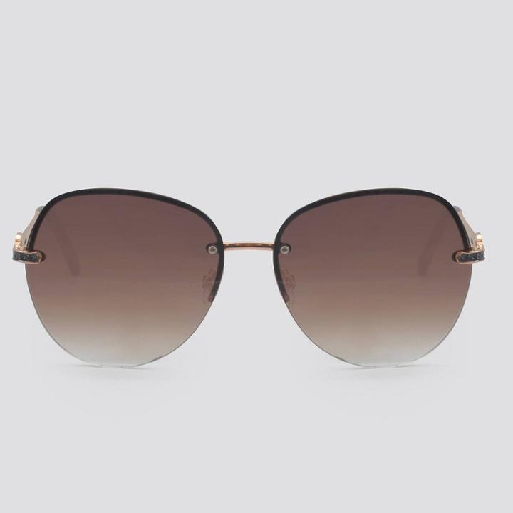 Women's Round Metal Sunglasses - A New Day Brown, Women's, Size: Small, Brown/grey