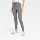 Women's Brushed Leggings With Foldover Waistband And Split Hem Cuffs - A New Day Heather Gray