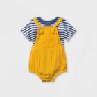 Baby Boys' Gauze Bubble Overalls Top & Bottom Set - Cat & Jack Mustard Newborn, Yellow