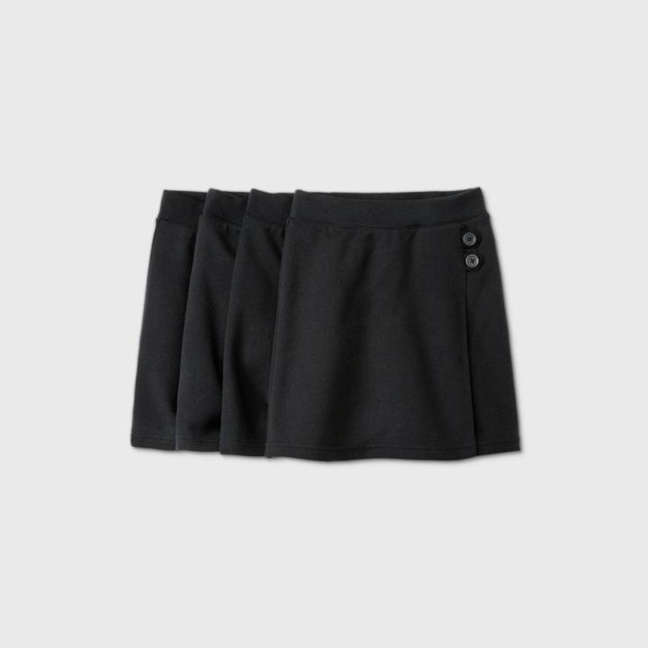 Girls' 4pk Stretch Uniform Knit Skorts - Cat & Jack Black
