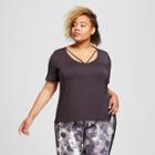 Plus Size Women's Plus Strappy V-neck T-shirt - Joylab Dark Gray