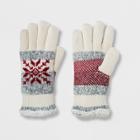 Isotoner Women's Smartdri Snowflake Knit Sherpasoft Spill Gloves - Ivory/red/gray