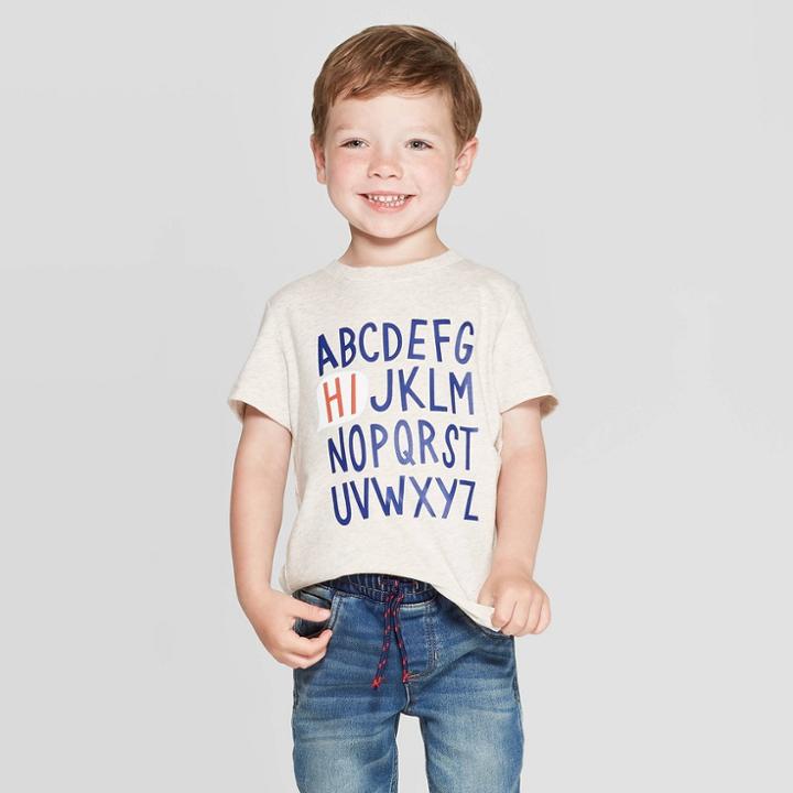 Toddler Boys' Abc Hi Graphic Short Sleeve T-shirt - Cat & Jack Oatmeal Heather