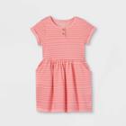 Toddler Girls' Striped French Terry Short Sleeve Dress - Cat & Jack Pink