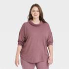 Women's Plus Size Long Sleeve Turtleneck Waffle T-shirt - A New Day Burgundy