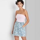 Women's Floral Print High-rise Button-front Denim Mini Skirt - Wild Fable