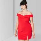 Women's Plus Size Off The Shoulder Knit Mini Dress - Wild Fable Red 3x, Size: