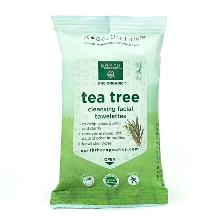 Earth Therapeutics Makeup Remover Wipes - Tea Tree