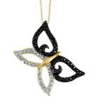 Target Women's Sterling Silver Accent Round-cut Black And White Diamond Prong Set Butterfly Pendant - Yellow