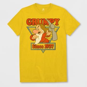 Men's Short Sleeve Disney Snow White & The Seven Dwarfs Grumpy T-shirt - Yellow