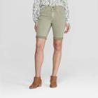 Women's High-rise Double Cuff Hem Bermuda Jean Shorts - Universal Thread Green