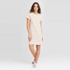 Women's Striped Short Sleeve Mini T-shirt Dress - Universal Thread Brown