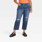Women's Plus Size High-rise Ankle Straight Jeans - Ava & Viv Dark Wash
