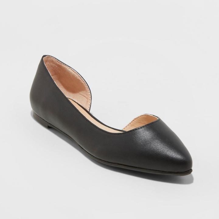 Women's Mohana D'orsay Pointed Toe Ballet Flats - A New Day Black