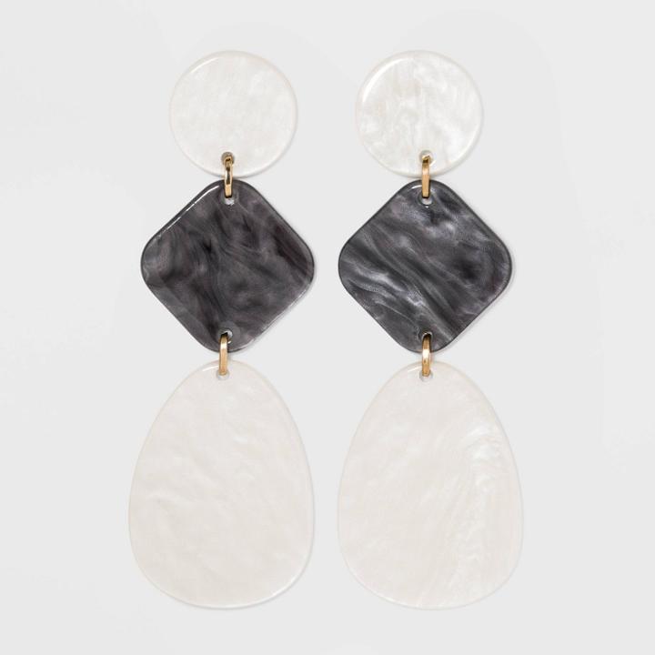 Sugarfix By Baublebar Modern Resin Drop Earrings - Black/white, Women's