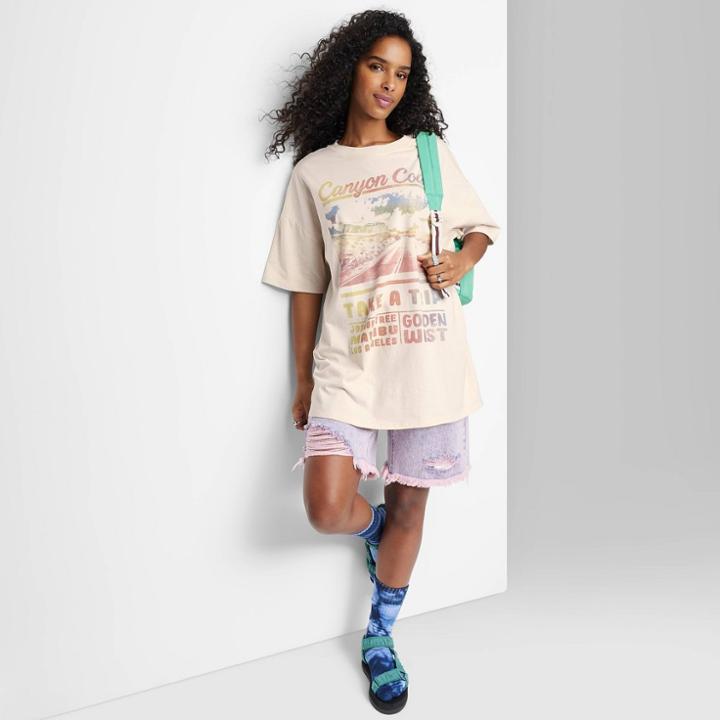 Women's Short Sleeve Oversized T-shirt - Wild Fable