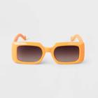 Women's Plastic Rectangle Sunglasses - A New Day Apricot Orange