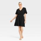 Women's Flutter Short Sleeve Gauze A-line Dress - Knox Rose Black