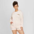Modern Lux Women's Plus Size Mrs. Gold Foil French Terry Hooded Zip-up Graphic Sweatshirt - Modern