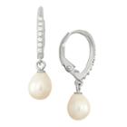 1/5 Tcw Tiara Sterling Silver Dangling Freshwater Pearl With White Sapphire Accents