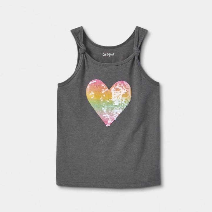 Girls' Printed Flip Sequin Tank Top - Cat & Jack Charcoal Gray