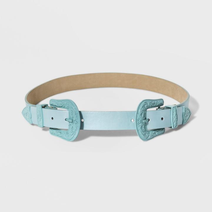 Women's Double Buckle Belt - Wild Fable Misty Waterfall