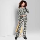 Women's Long Sleeve Slim Fit Baby T-shirt - Wild Fable Black Floral