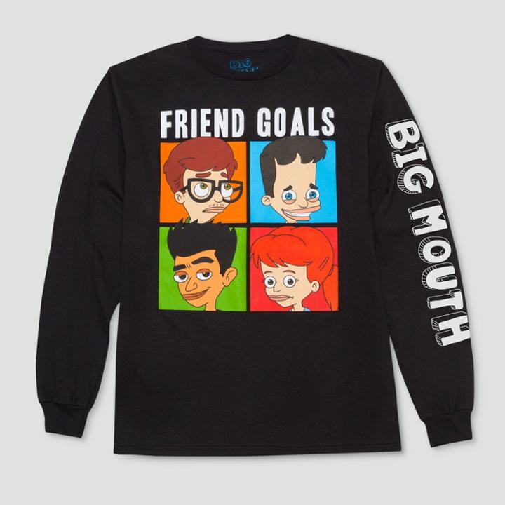 Target Men's Big Mouth Friend Goals Long Sleeve T-shirt - Jet Black