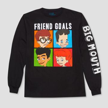 Target Men's Big Mouth Friend Goals Long Sleeve T-shirt - Jet Black