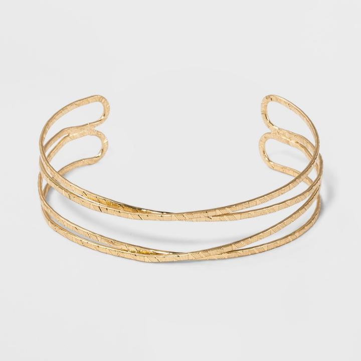 Open Textured Cuff Bracelet - Universal Thread Gold