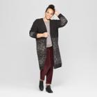 Women's Stripes Plus Size Jacquard Duster Cardigan - Universal Thread Black X