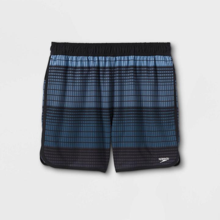 Speedo Men's 5.5 Anthracite Thread Print Swim Trunk - Black