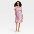 Flutter Short Sleeve Pleated Chiffon Maternity Dress - Isabel Maternity By Ingrid & Isabel Light Pink Floral