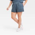 Women's Plus Size High-rise French Terry Pull-on Shorts - Universal Thread Dark Blue