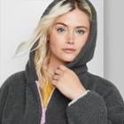 Women's Plus Size Half-zip Sherpa Pullover - Wild Fable Gray